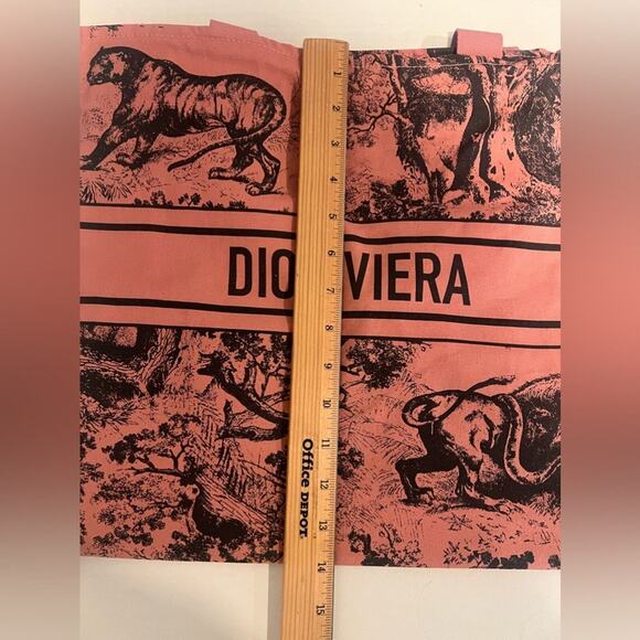 DIOR DIORIVIERA CD Christian Pink TOTE BEACH BAG Travel large size linen PURSE - Picture 4 of 9